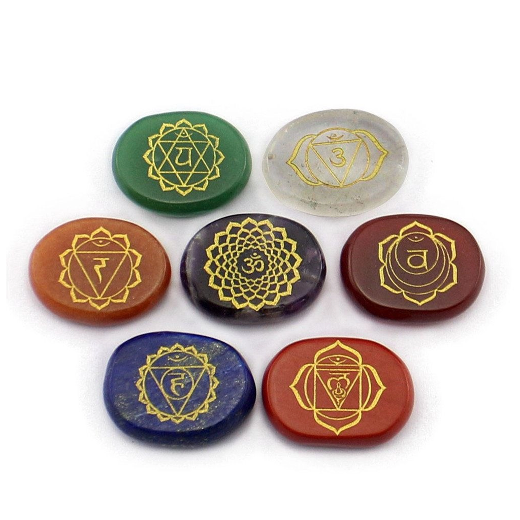 7 Chakra Stones with Carving