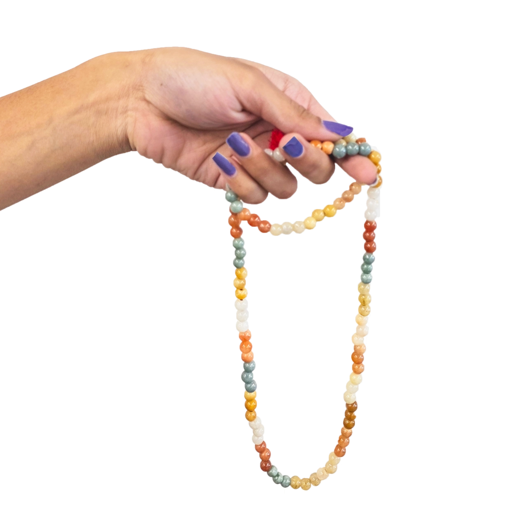 Yellow Agate and Burma Zade Mala