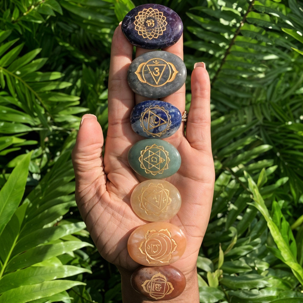 7 Chakra Stones with Carving