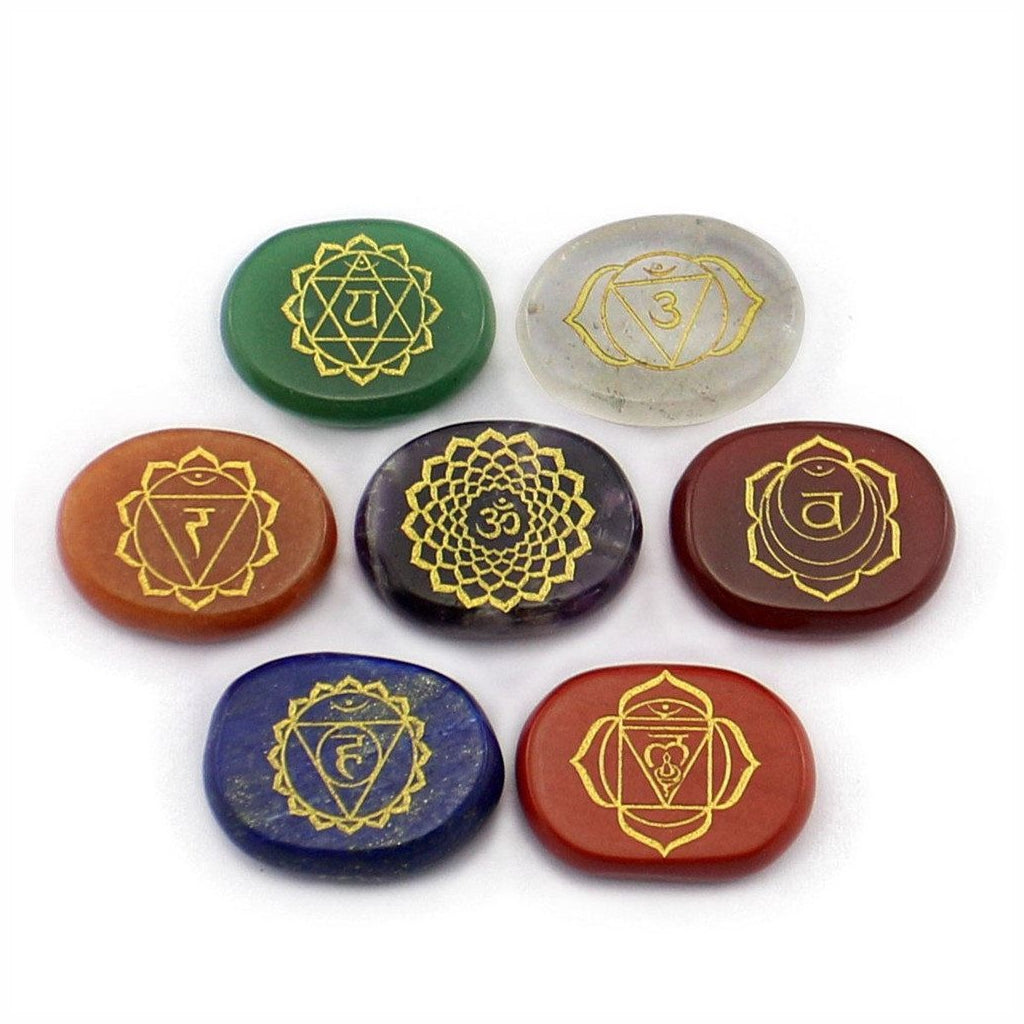 7 Chakra Stones with Carving