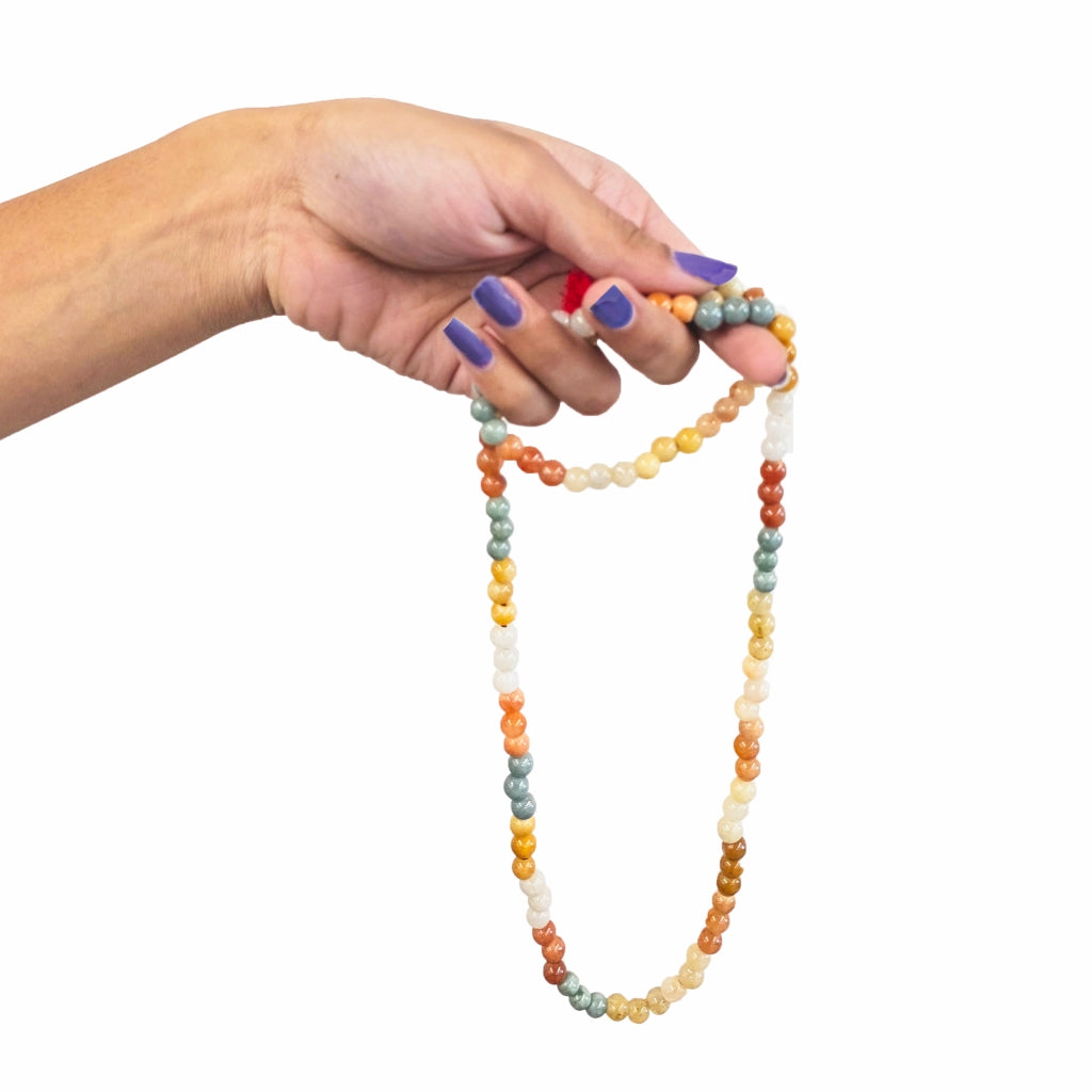Yellow Agate and Burma Zade Mala