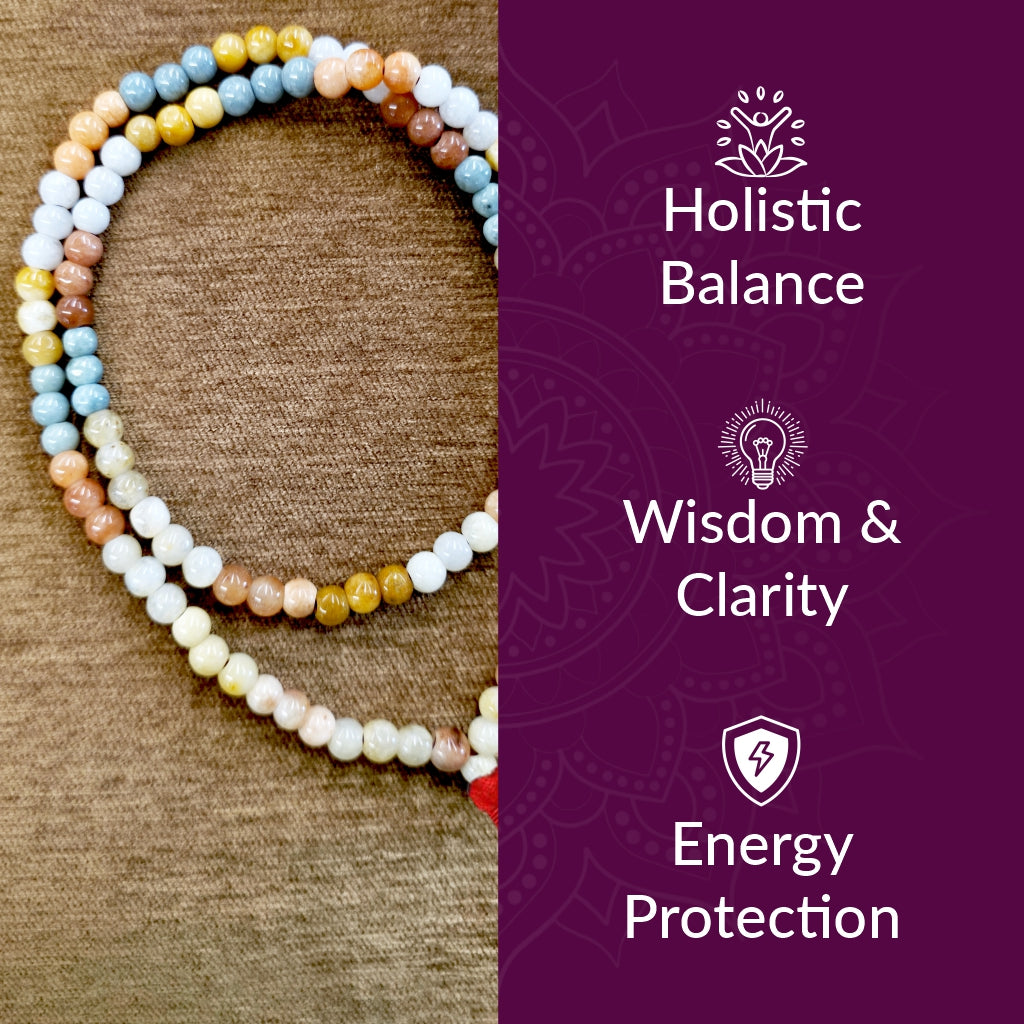 Yellow Agate and Burma Zade Mala