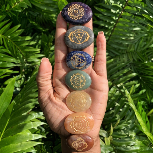 7 Chakra Stones with Carving