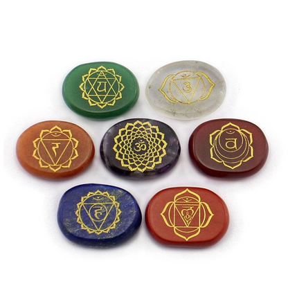 7 Chakra Stones with Carving