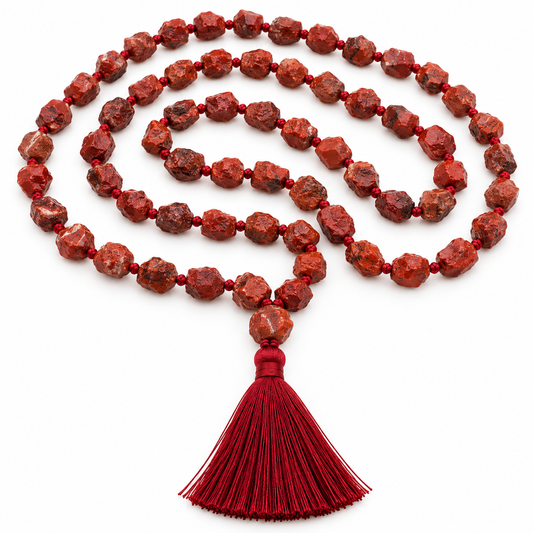 Red Jasper Uncut Mala
