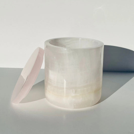 Selenite Wish Box - Cylindrical