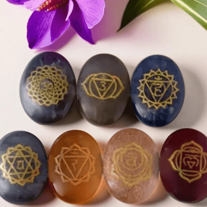 7 Chakra Stones with Carving