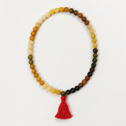 Yellow Agate and Burma Zade Mala
