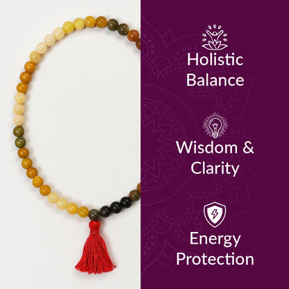 Yellow Agate and Burma Zade Mala